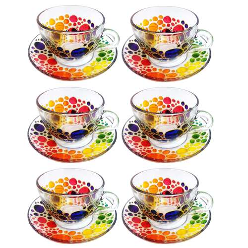 ست فنجان و نعلبکی 12 پارچه طرح دایره کد 01