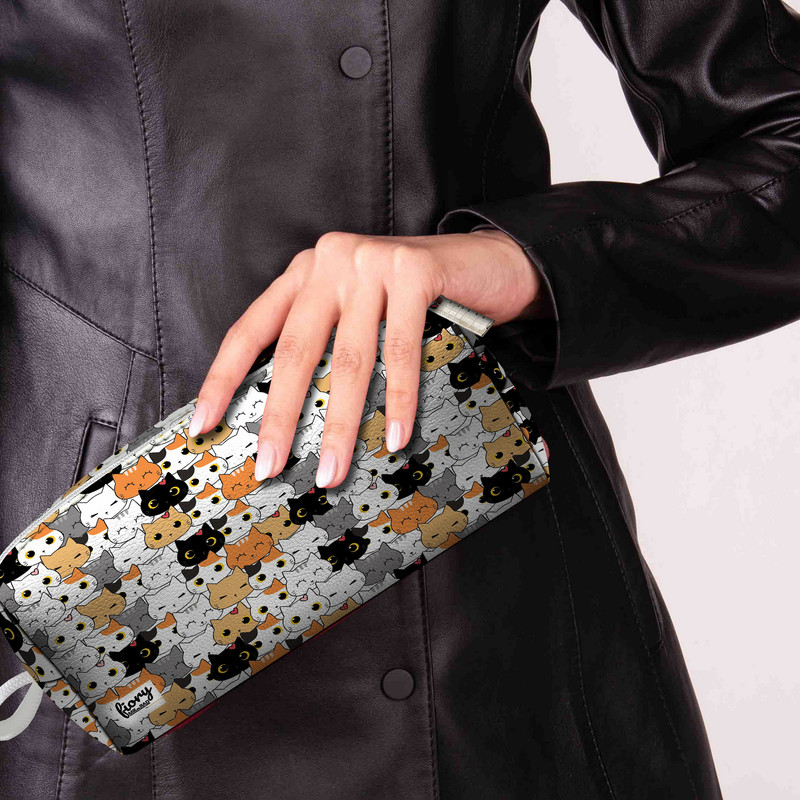 کیف لوازم آرایش زنانه مستر راد مدل گربه کیوت کد 2285 به همراه کیف پد و کیف پول مجموعه 3 عددی