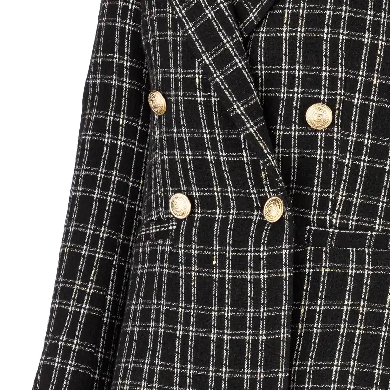 کت زنانه سرژه مدل چهارخانه 212237 رنگ مشکی