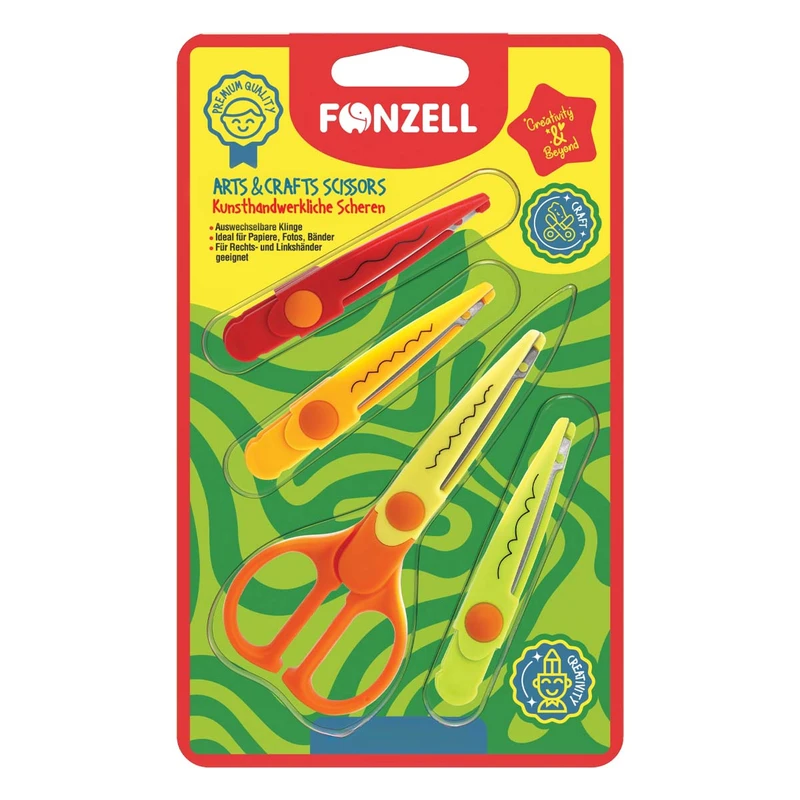 قیچی زیگزاگ فونزل مدل الگو های خاص بسته 4 عددی