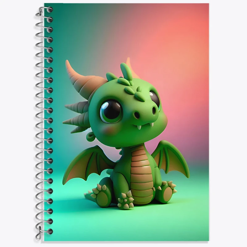 دفتر زبان 50 برگ خندالو مدل سه خط طرح اژدهای کیوت کد F7991