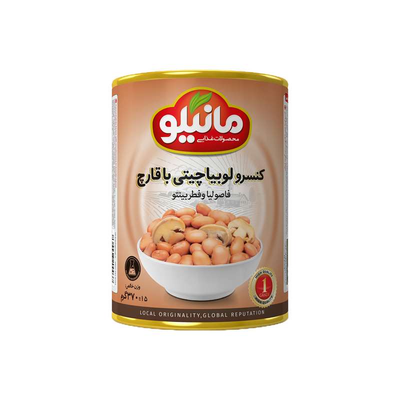 کنسرو لوبیا چیتی با قارچ مانیلو - 370 گرم