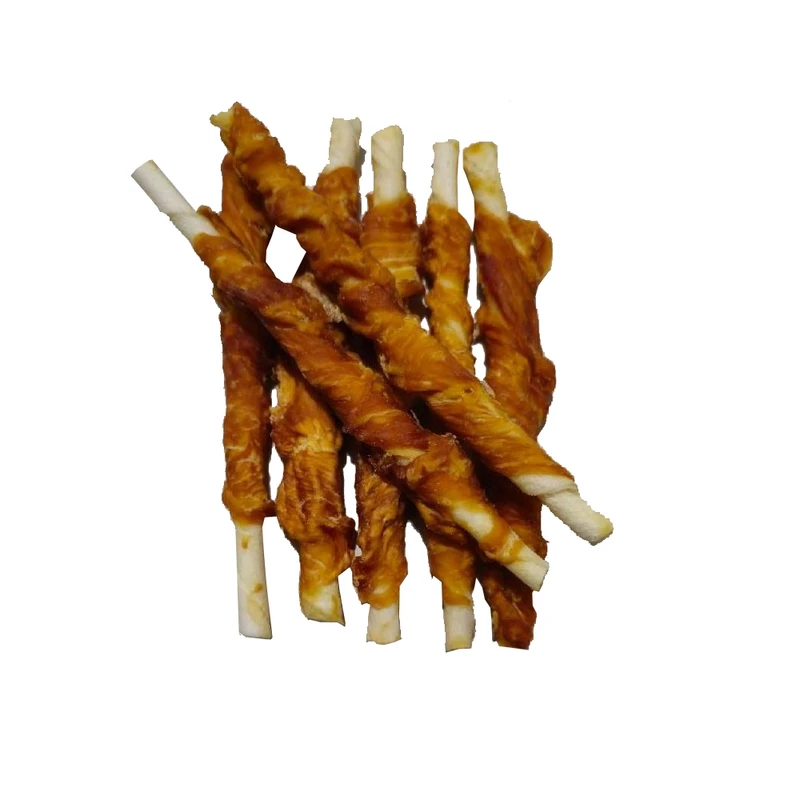 تشویقی سگ مدل دورپیچ مرغ طعم مرغ وزن 100 گرم