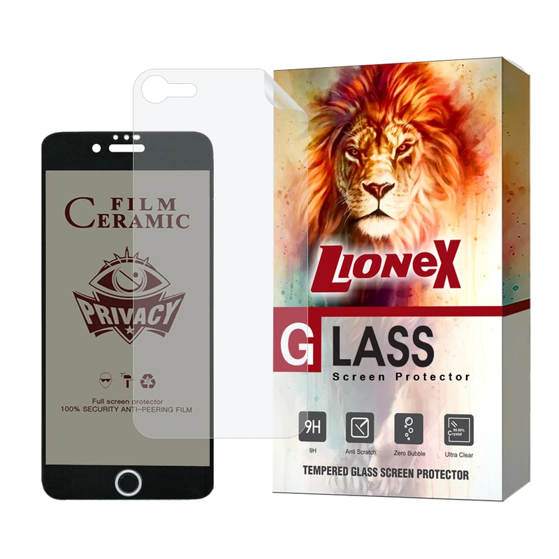 محافظ صفحه نمایش سرامیکی حریم شخصی لایونکس مدل CERPRIVNANOL مناسب برای گوشی موبایل اپل iPhone 7 / 8 / iPhone SE 2020 / SE 2022 به همراه محافظ پشت گوشی