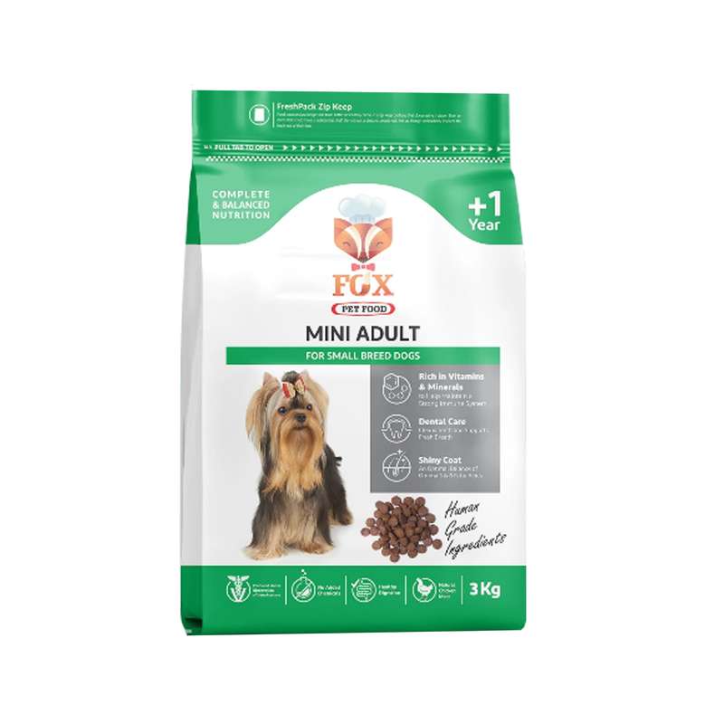 غذای خشک سگ فاکس پت فود مدل MINI ADULT وزن 3 کیلوگرم