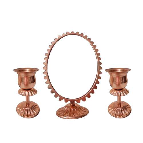 ست 3 تکه آینه و شمعدان مسی مدل هفت سین کد 7