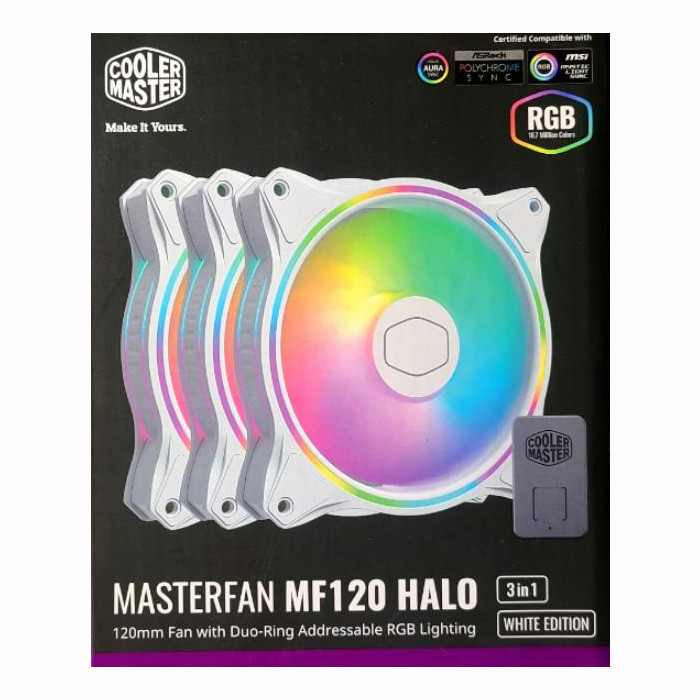 فن کیس کولر مستر مدل MASTERFAN MF120 HALO WHITE EDITION بسته سه عددی