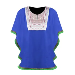 بلوز آستین کوتاه یقه گرد زنانه مدل پانچو سنتی