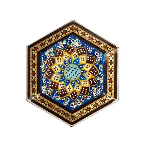جا سکه ای خاتم کاری طرح شمسه تذهیب کد 6-1