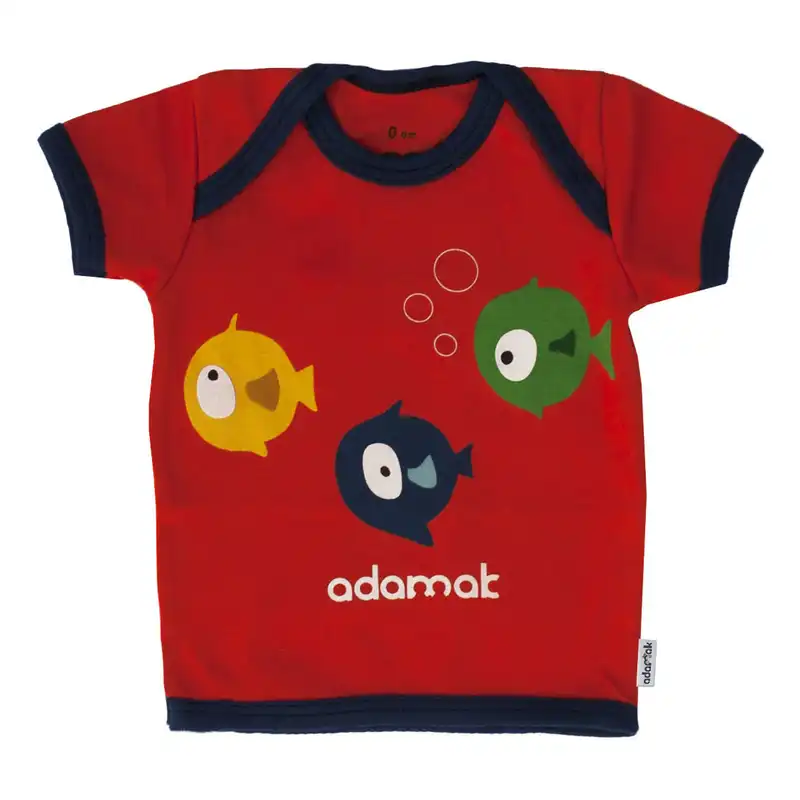 تی شرت آستین کوتاه نوزادی آدمک طرح ماهی کد 01