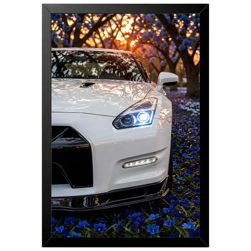تابلو بکلیت طرح ماشین و خودرو نیسان NISSAN GT-R R35 مدل B-pe130178 فریم مشکی
