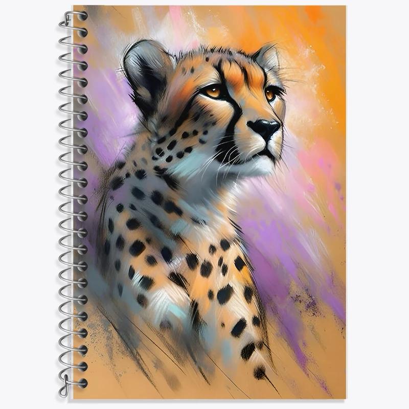 دفتر زبان 50 برگ خندالو مدل سه خط طرح یوزپلنگ کد F7896