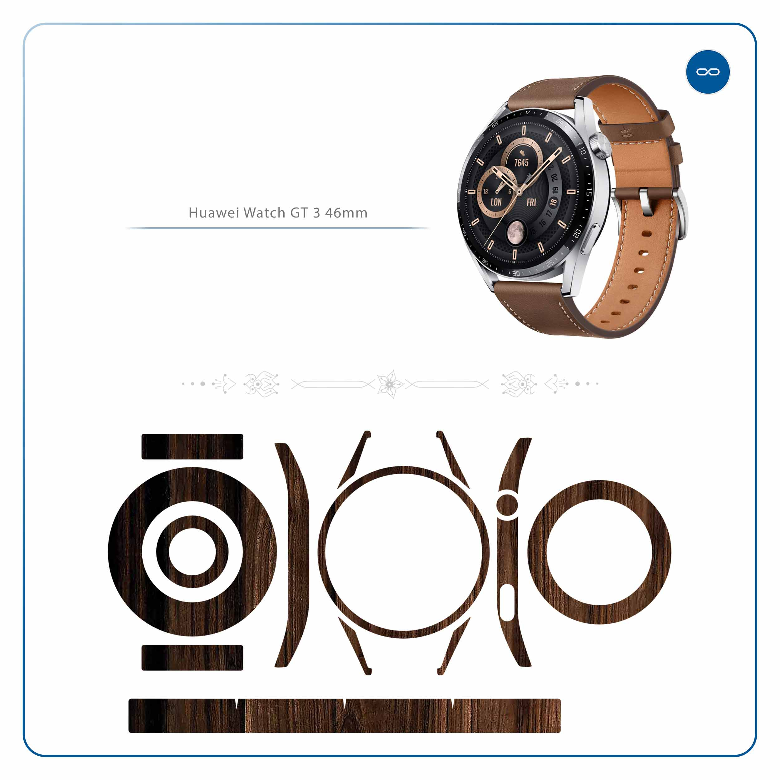 برچسب ماهوت طرح Dark-Walnut-Wood مناسب برای ساعت هوشمند هوآوی Watch GT 3 46mm