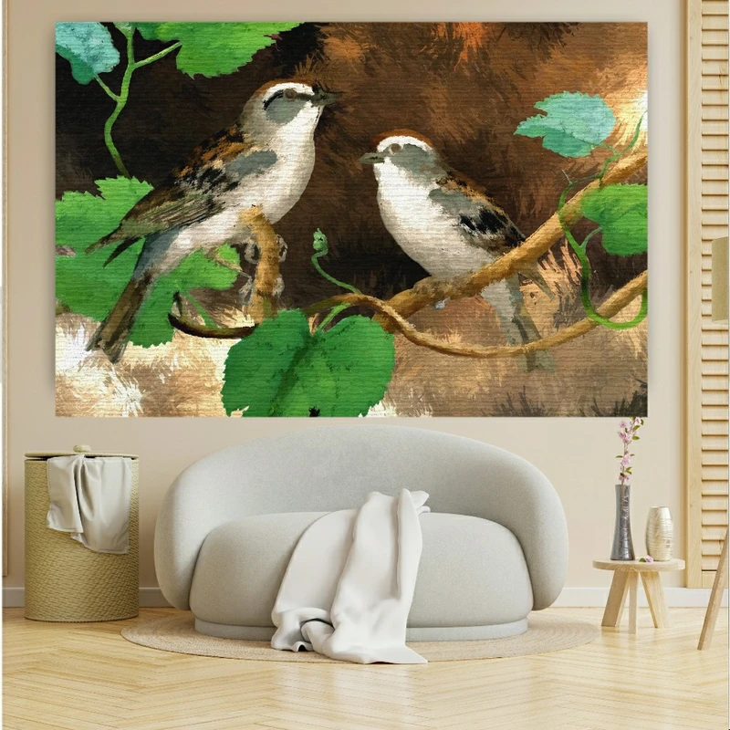 تابلو بوم مدل چرم مخمل طرح طبیعت و پرنده  کد SDM144012