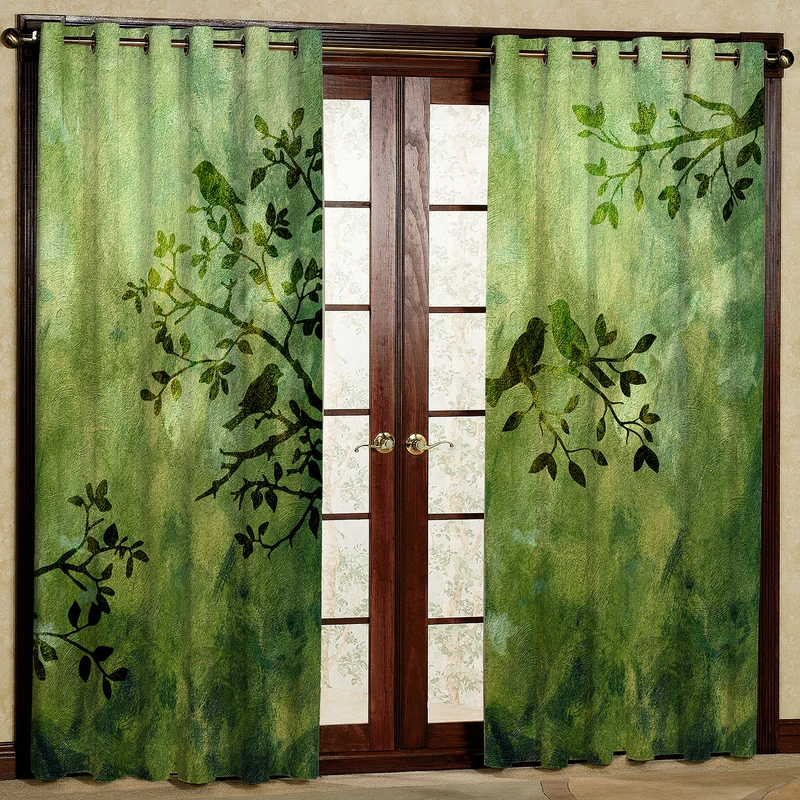 پرده مدل درخت و پرنده کیوت مخمل پانچی کد 2_1121 W سایز 140x280 سانتی متر