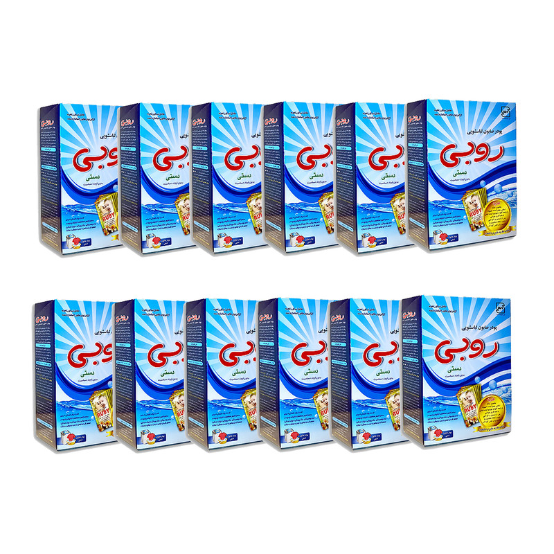 پودر صابون لباسشویی دستی روبی مدل ضد حساسیت کد 001 وزن 400 گرم بسته 12 عددی 