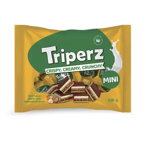 ویفر روکش کاکائویی با کرم شیری و تکه فندق تریپرز - 219 گرم