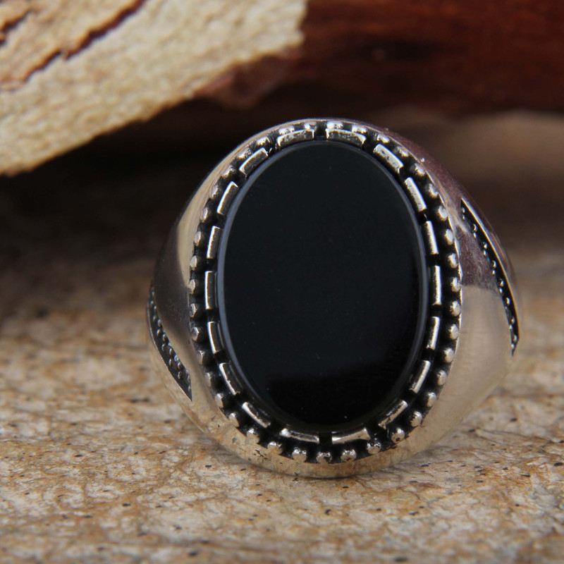 انگشتر نقره مردانه بازرگانی میلادی مدل عقیق نگین مارکازیت رکاب ترک وارداتی کد AM_4172