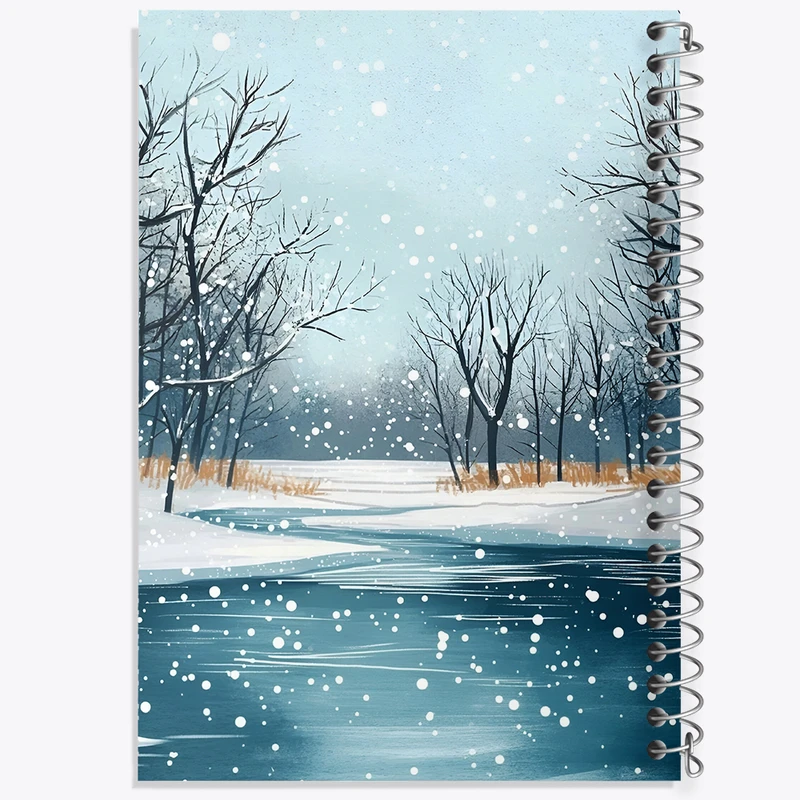 دفتر ژورنال نویسی 50 برگ خندالو مدل نقطه ای طرح منظره ی برفی کد F8284