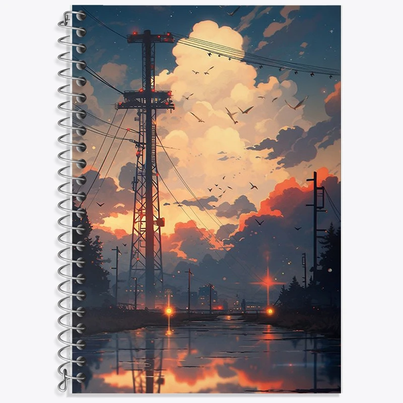 دفتر زبان 50 برگ خندالو مدل سه خط طرح منظره شهری کد F653