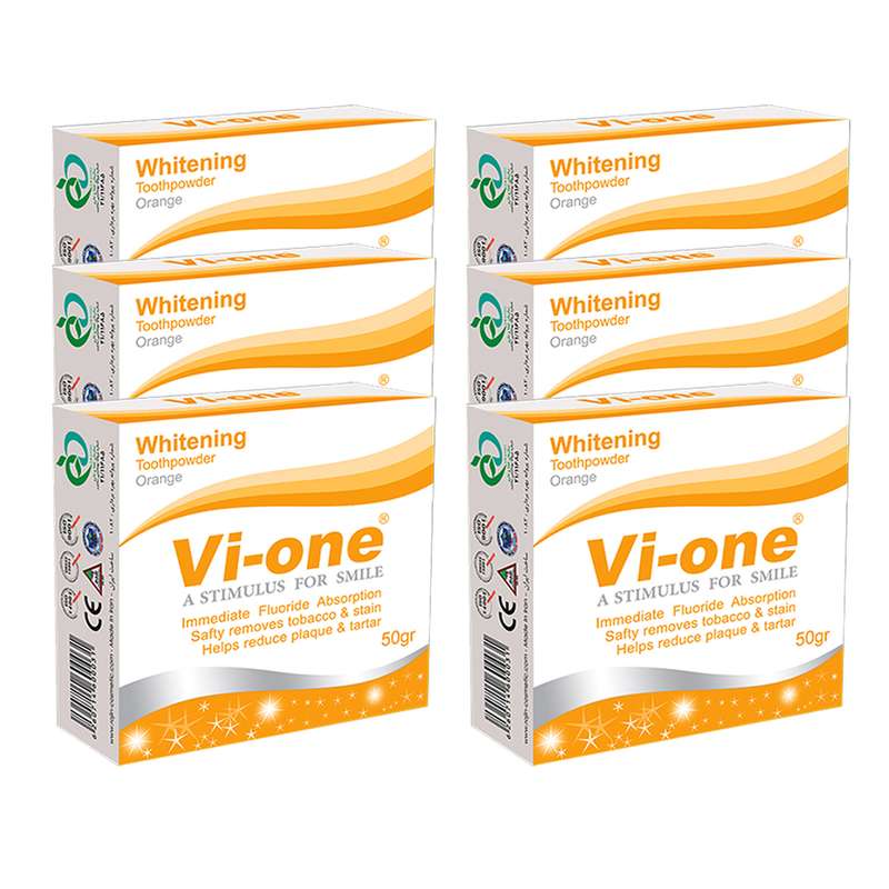 پودر سفید کننده دندان وی وان مدل Orange وزن 50 گرم مجموعه 6 عددی