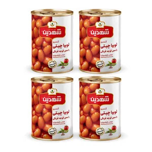 کنسرو لوبیا چیتی با سس گوجه فرنگی شهدین - 370 گرم بسته 4 عددی