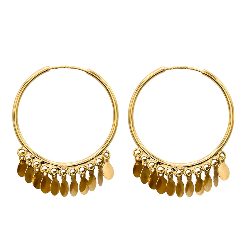 گوشواره حلقه ای طلا 18 عیار زنانه گالری رحمانی مدل پولکی کد 03