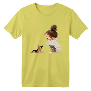 تی شرت آستین کوتاه بچگانه مدل دختر و سگ