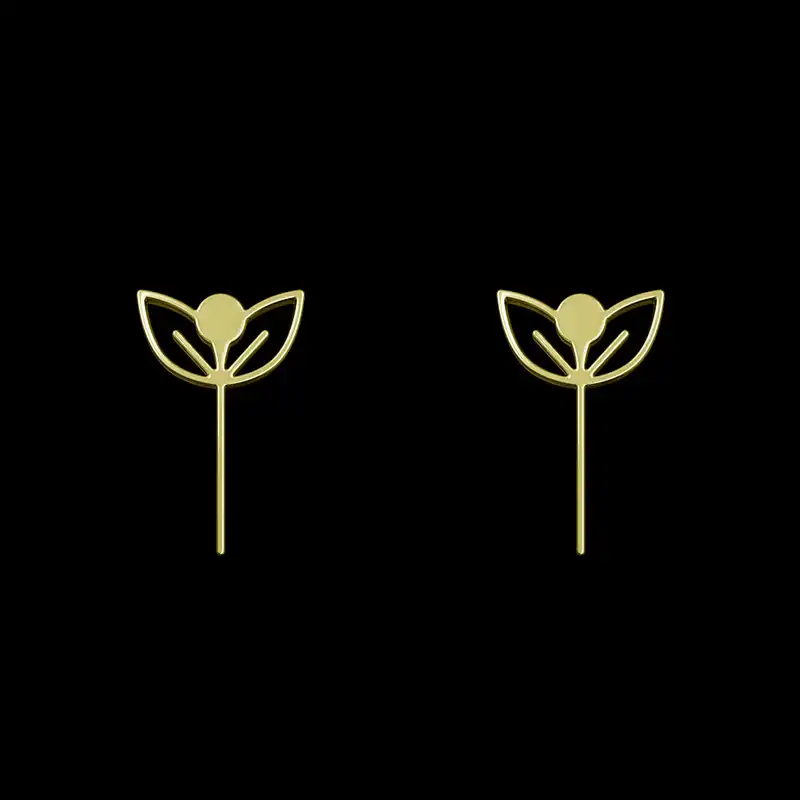 گوشواره طلا 18 عیار زنانه مدوپد مدل برگ کد GA1-15991