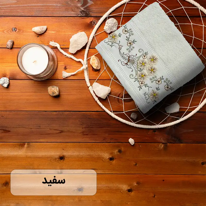 حوله دستی بهباف آذر طرح گل برجسته سایز 40×78 سانتی متر
