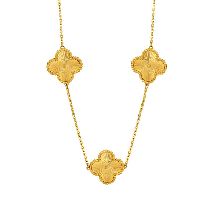 گردنبند طلا 18 عیار زنانه با زنجیر طرح ونکلیف رستا گالری مدل رزتا