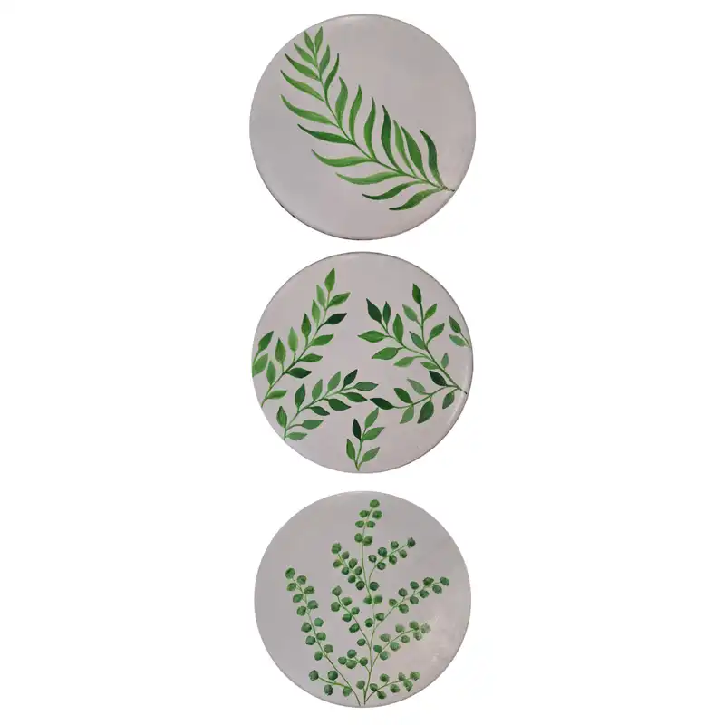 بشقاب دیوارکوب سفالی طرح برگ مجموعه 3 عددی