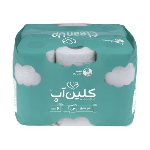 دستمال حوله کاغذی کلین آپ مدل ابر بسته 6 عددی 