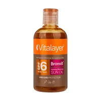 روغن آفتاب اکلیلی صورت و بدن ویتالیر  مدل bronvit glowing bronzing حجم 250 میلی&zwnj;لیتر، محافظت همزمان در برابر UVA/UVB با SPF 6 و حاوی ویتامین A، غیر کمدون&zwnj;زا و مناسب انواع پوست