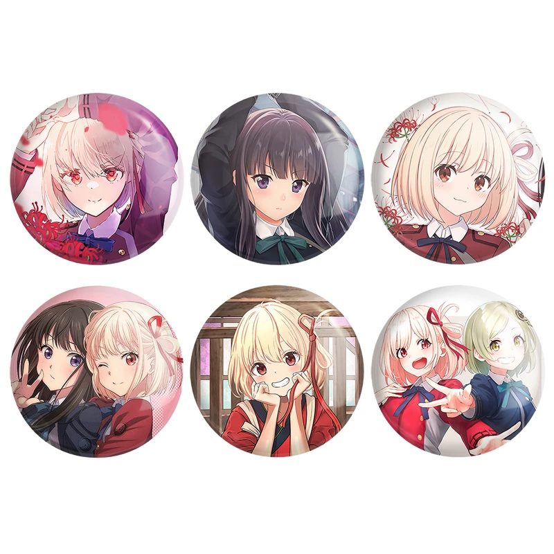 مگنت خندالو طرح انیمه لیکوریس ریکویل Lycoris Recoil کد 1421B مجموعه 6 عددی