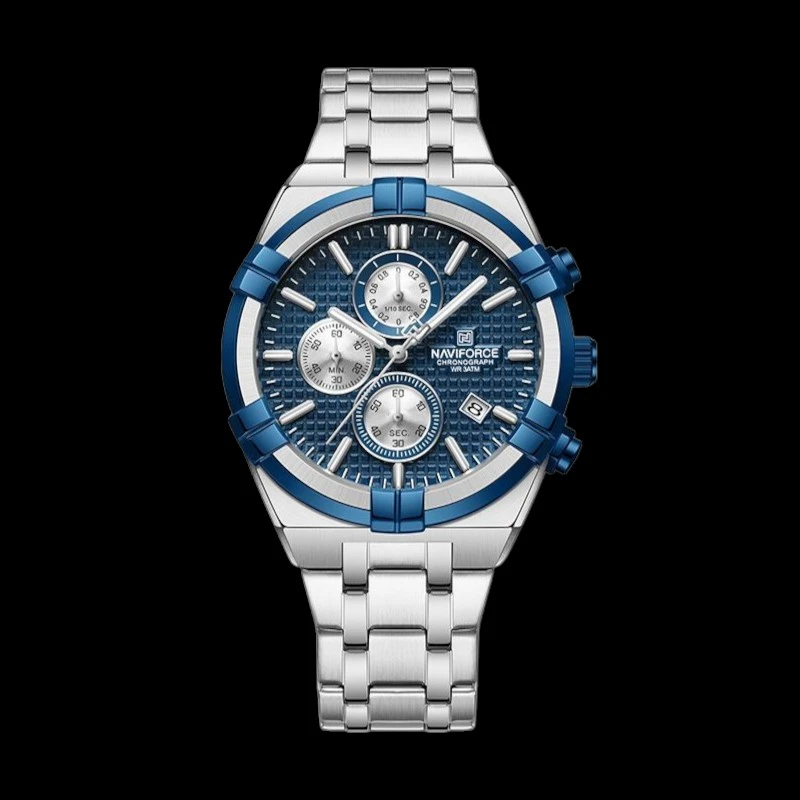 ساعت مچی عقربه‌ای کوارتز مردانه نیوی فورس مدل سه موتوره کرنوگراف دار کد S80-BU