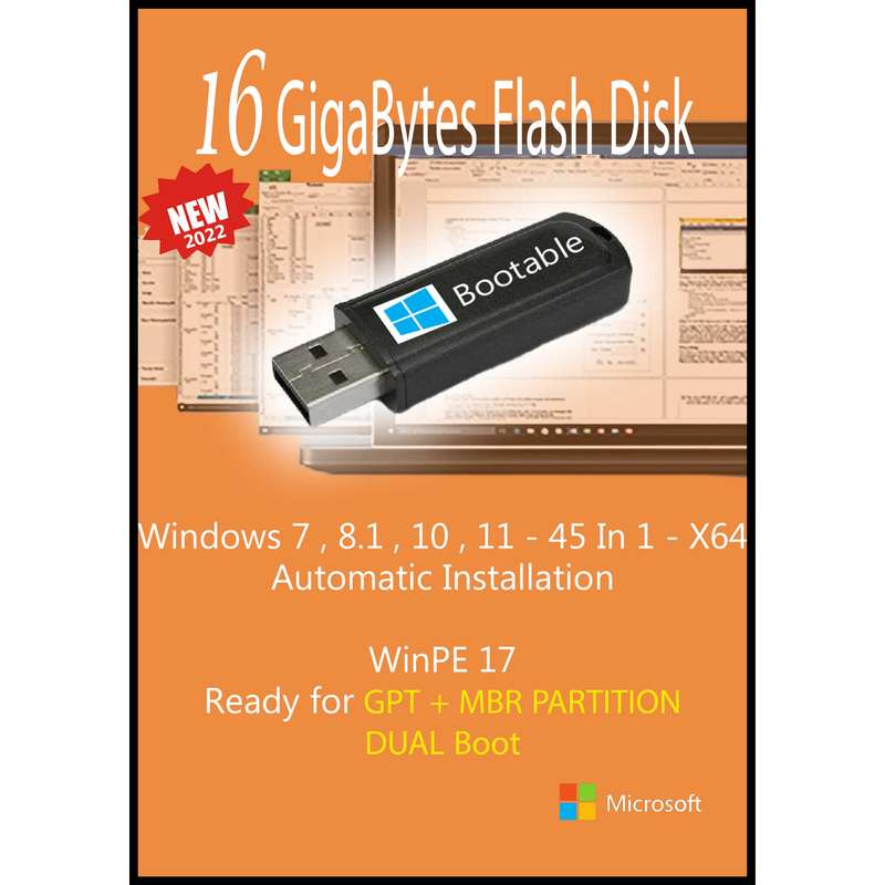 سیستم عامل  Windows 7 8.1 10 11 - 45 In 1 - X64 نشر مایکروسافت