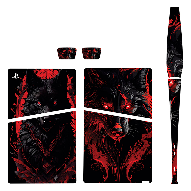 برچسب کنسول بازی پلی استیشن5 اسلیم دیجیتال توییجین وموییجین مدل wolf 03 مجموعه6 عددی