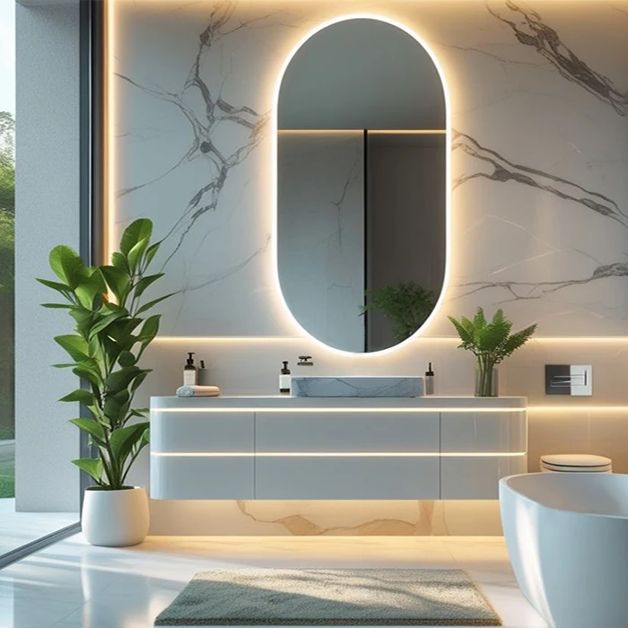 آینه سرویس بهداشتی آزالیا مدل بک لایت نوردار کپسولی FBC5080 سایز 50*80 سانتی متر