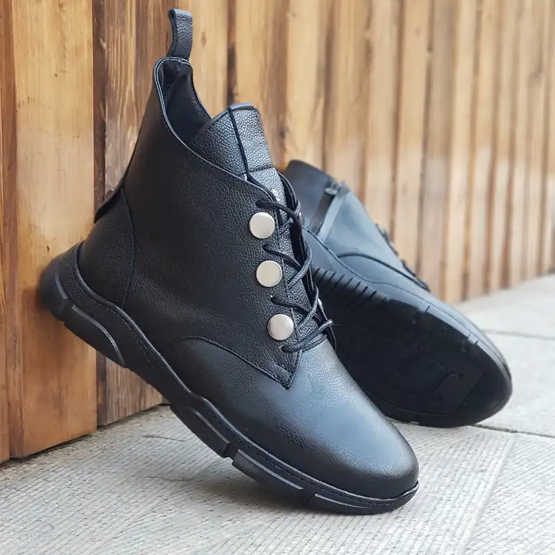 نیم بوت زنانه مدل چرم طبیعی کد 0057 رنگ مشکی