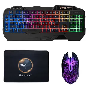 کیبورد و ماوس مخصوص بازی وریتی مدل V-KB6111GCW به همراه ماوس پد 