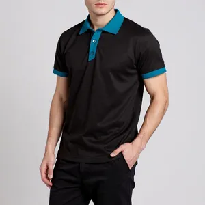 پولوشرت مردانه سیمپل مدل KAJ-Black-Cyan