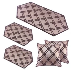ست رومیزی 3 تکه مدل Diamond102 به همراه کاور کوسن