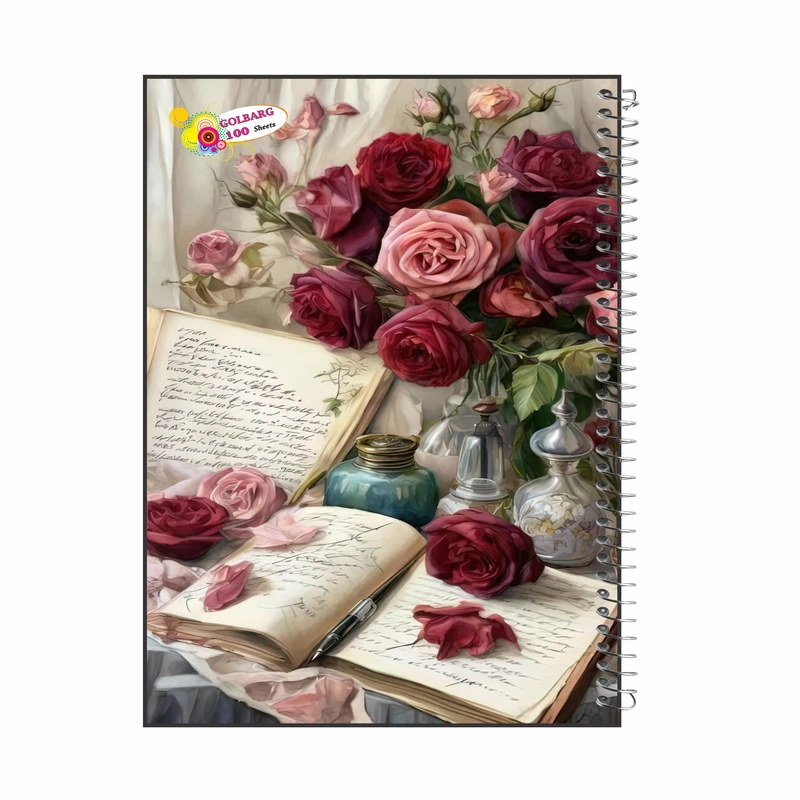دفتر مشق 100 برگ گلبرگ مدلگل سرخ کد 1643