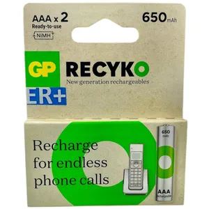 باتری نیم قلم قابل شارژ ای آر پلاس جی پی مدل 650 بسته 2 عددی