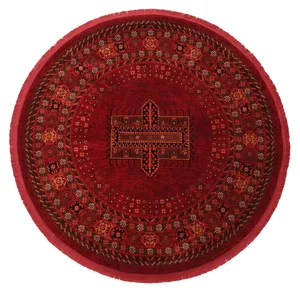 فرش ماشینی 700 شانه فرش بزرگمهر زمینه قرمز حاشیه لاکی مدل گرد