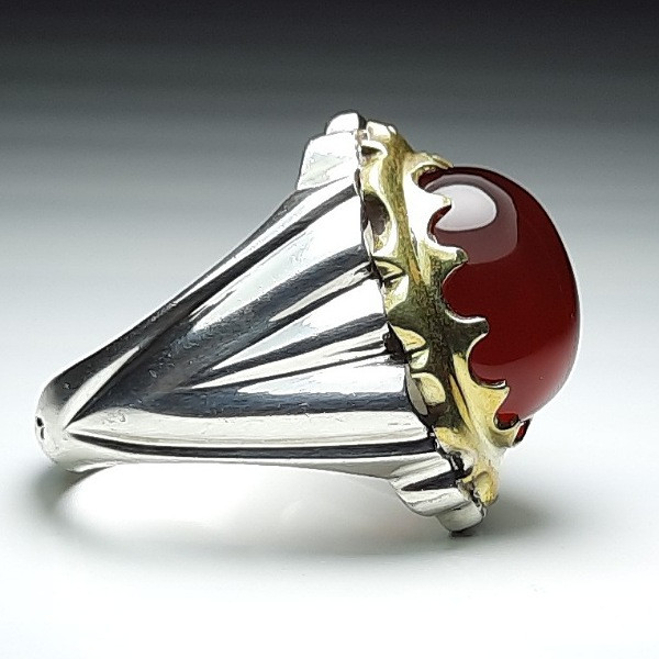 انگشتر نقره مردانه عقیق سرخ خراسان