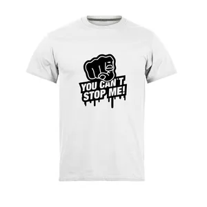 تی شرت آستین کوتاه مردانه مدل you can not stop me_N1_0201 رنگ سفید