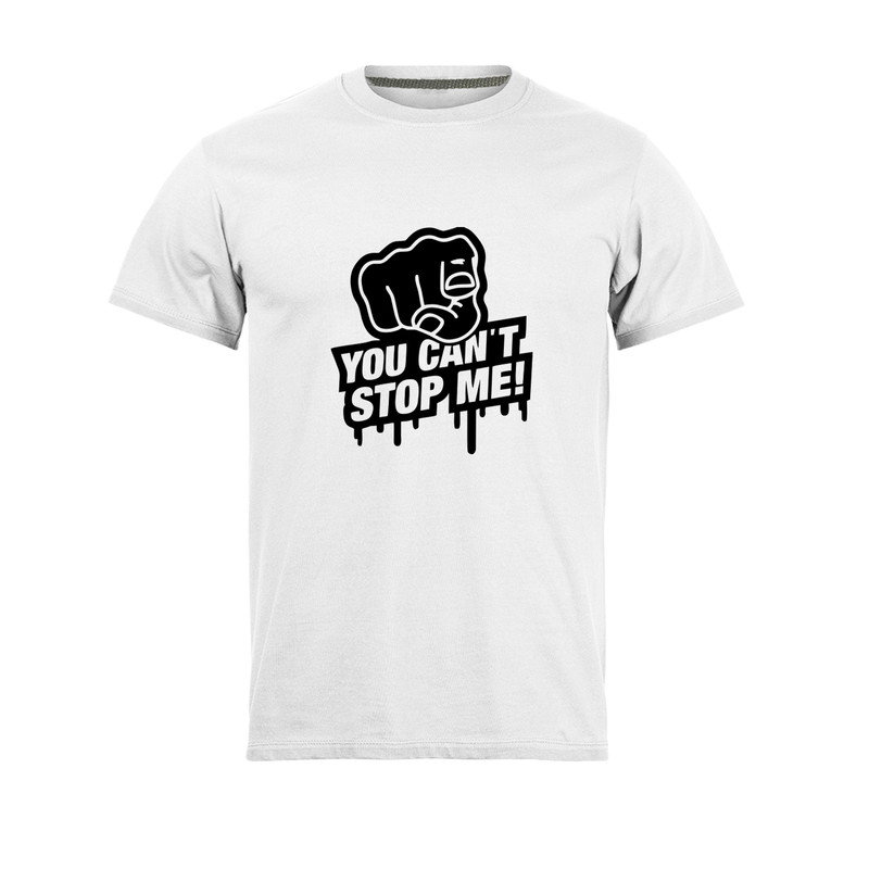 تی شرت آستین کوتاه مردانه مدل you can not stop me_N1_0201 رنگ سفید
