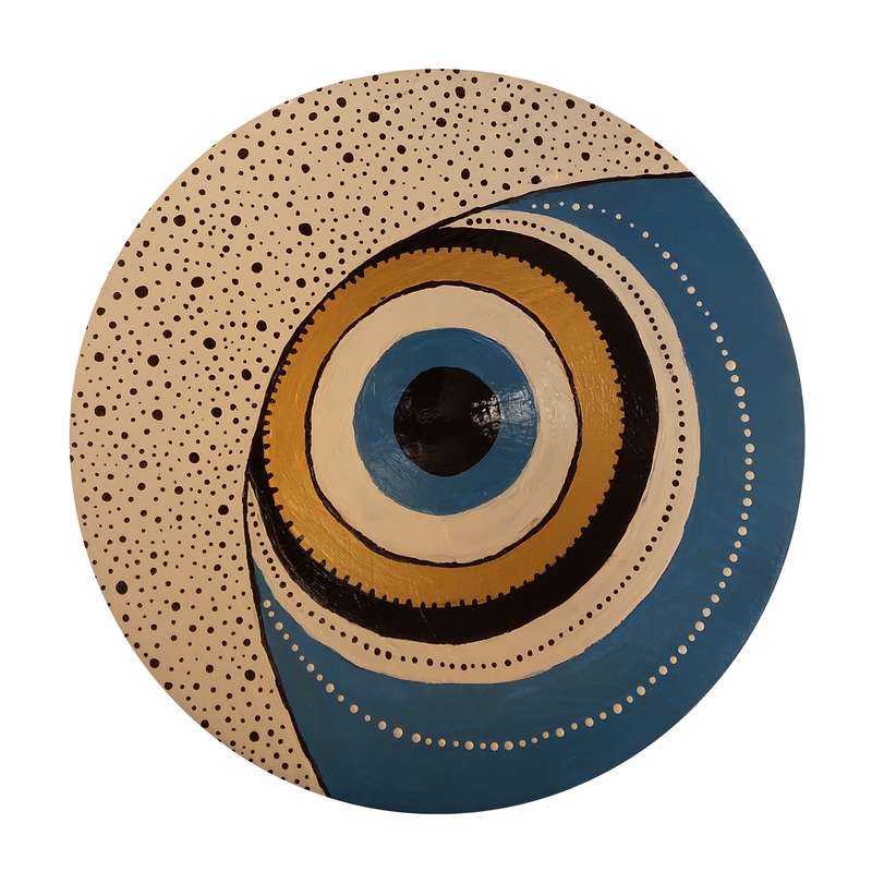 بشقاب دیوارکوب سفالی طرح چشم زخم کد 4